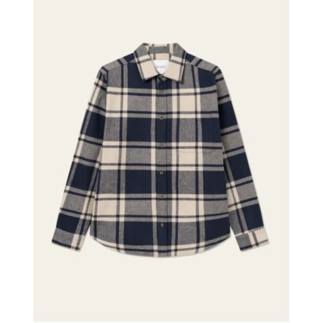 Jeremy Flannel Shirt in Dark Navy/Light Desert Sand