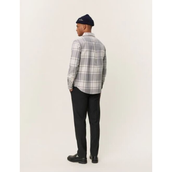 Jeremy Flannel Shirt in Grey Melange/Snow Melange