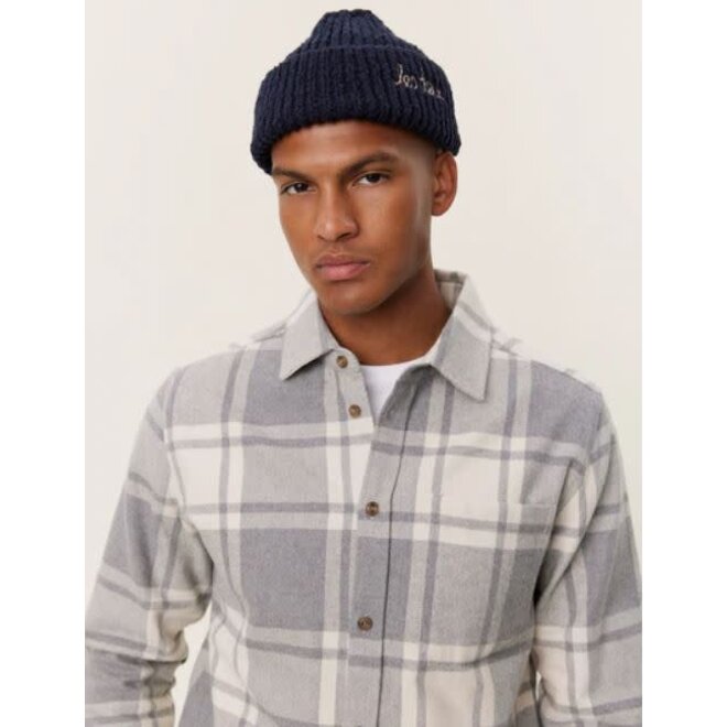 Jeremy Flannel Shirt in Grey Melange/Snow Melange