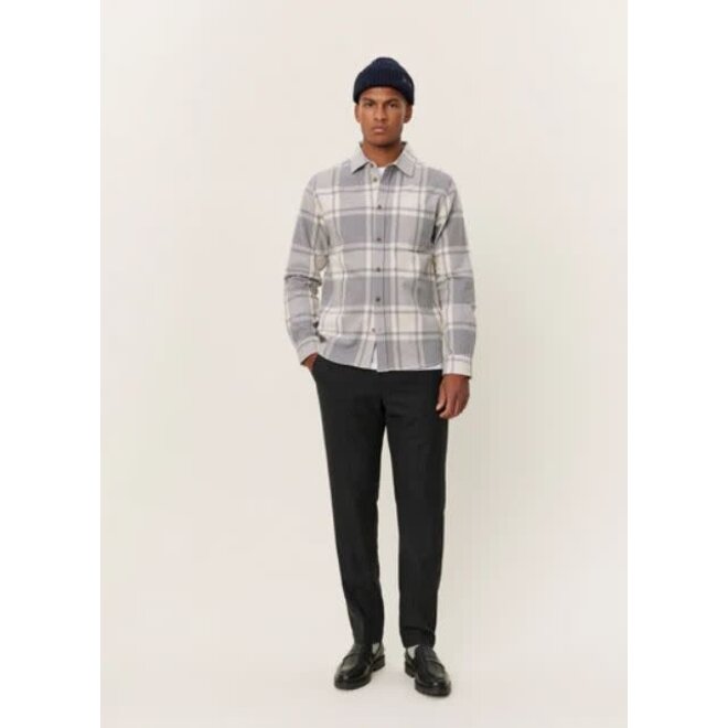 Jeremy Flannel Shirt in Grey Melange/Snow Melange