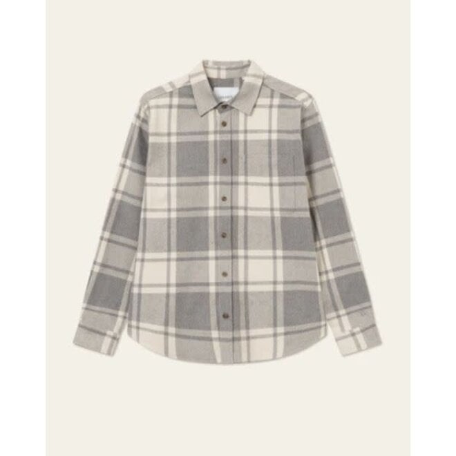 Jeremy Flannel Shirt in Grey Melange/Snow Melange