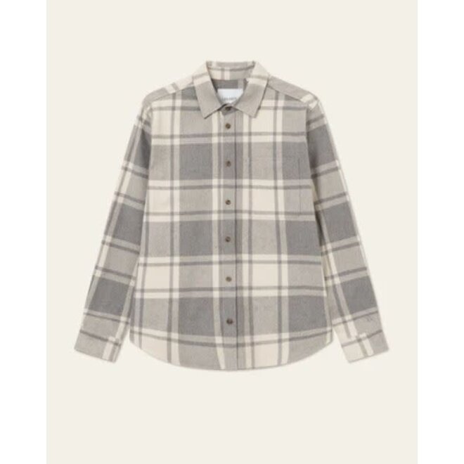 Jeremy Flannel Shirt in Grey Melange/Snow Melange
