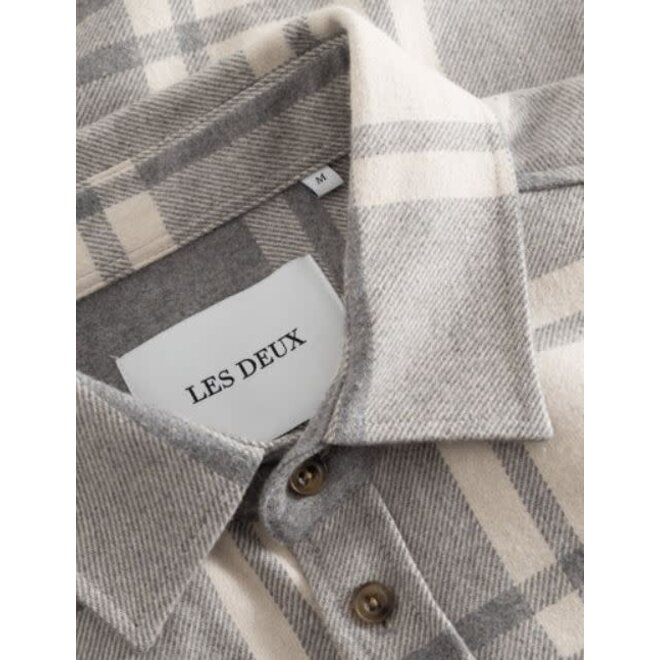 Jeremy Flannel Shirt in Grey Melange/Snow Melange
