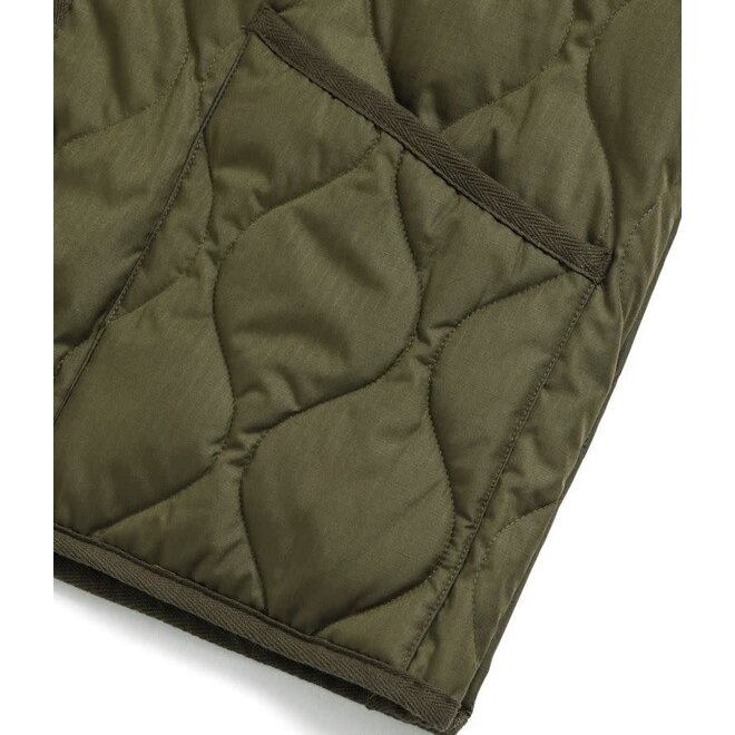 Military Crew Neck Down Vest in Light Mocha