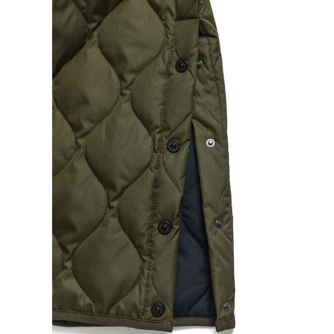 Military Crew Neck Down Vest in Light Mocha
