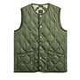 Military Crew Neck Down Vest in Dark Olive