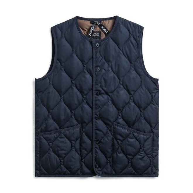 Military Crew Neck Down Vest in Dark Navy