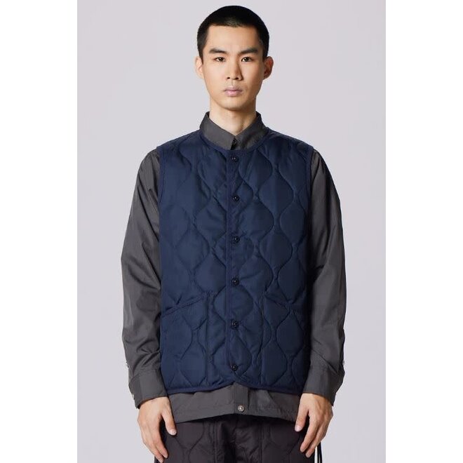 Military Crew Neck Down Vest in Dark Navy