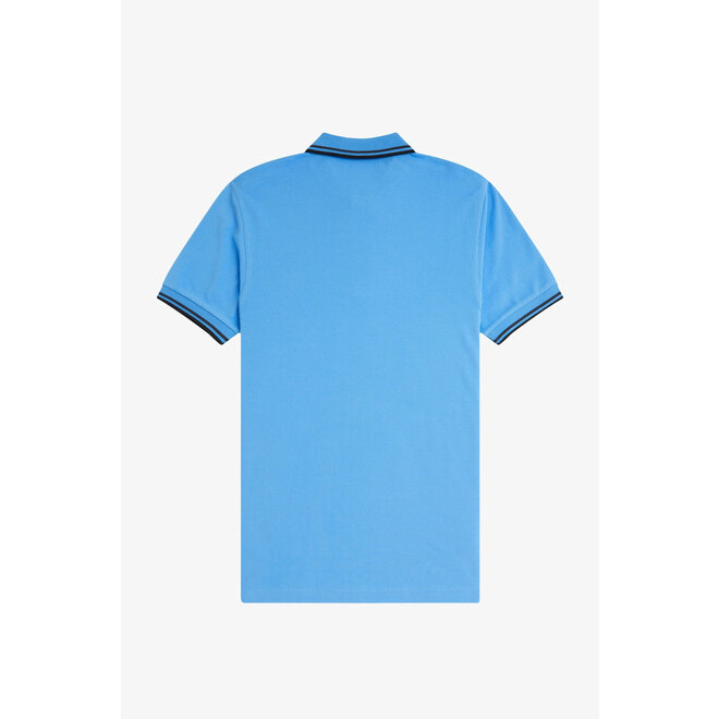 Twin Tipped Fred Perry Shirt in Soft Blue/Anchor Grey/Black