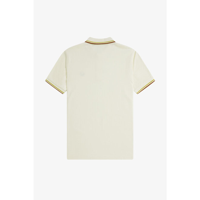Twin Tipped Fred Perry Shirt in Ecru/Honeycomb/Marmalade