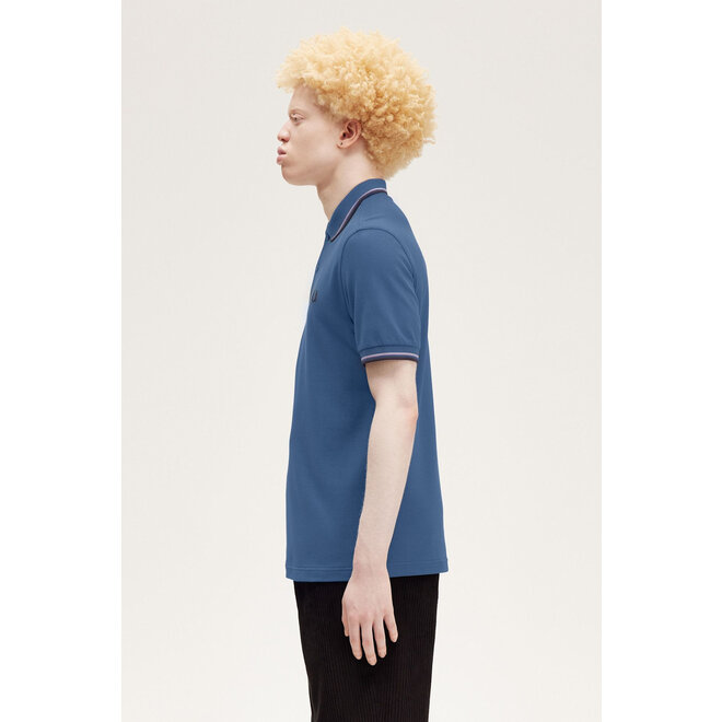 Twin Tipped Fred Perry Shirt in Midnight Blue/Ultra Violet/Navy