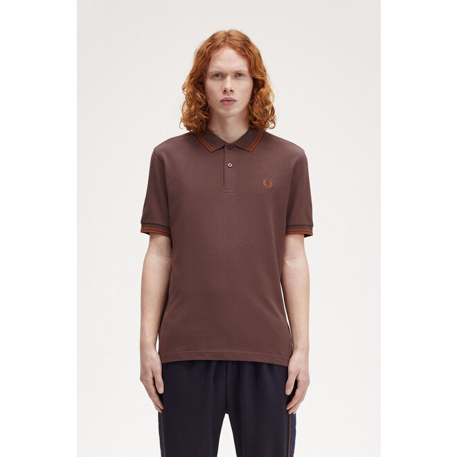Twin Tipped Fred Perry Shirt in Carrington Brick/Nutflake