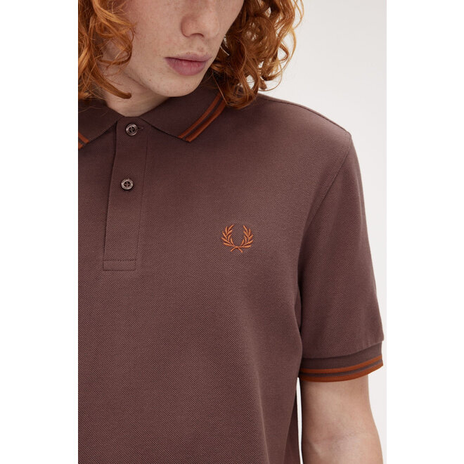 Twin Tipped Fred Perry Shirt in Carrington Brick/Nutflake
