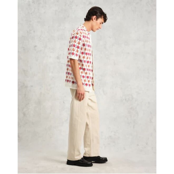 Porto Shirt in Ecru/Multi Splash Crochet