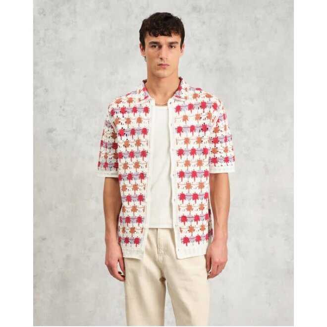 Porto Shirt in Ecru/Multi Splash Crochet