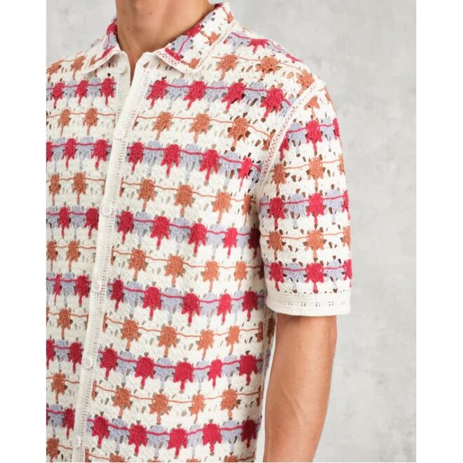 Porto Shirt in Ecru/Multi Splash Crochet