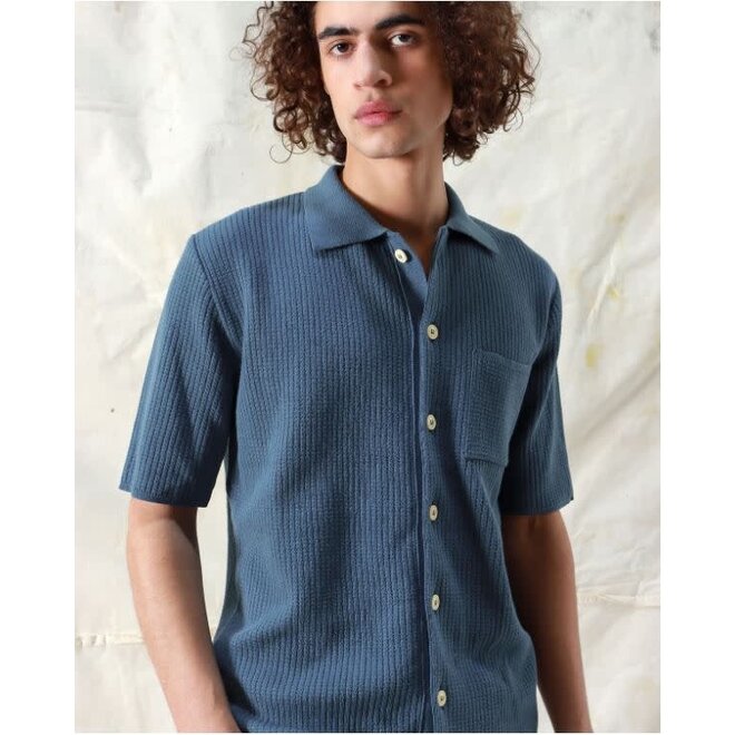 Heitor Knit Shirt in Aegean Blue