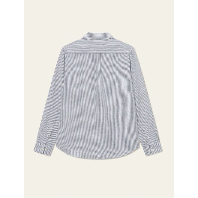 Kristian Linen Shirt in Light Ivory/Blueprint