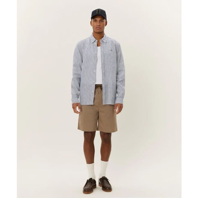 Kristian Linen Shirt in Light Ivory/Blueprint