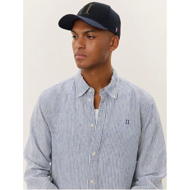 Kristian Linen Shirt in Light Ivory/Blueprint