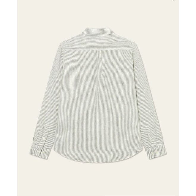 Kristian Linen Shirt in Light Ivory/Lichen Green