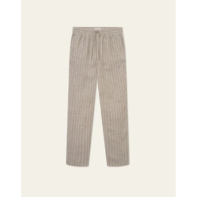 Patrick Linen Pants in Walnut/Light Ivory