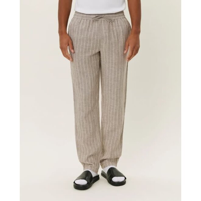 Patrick Linen Pants in Walnut/Light Ivory