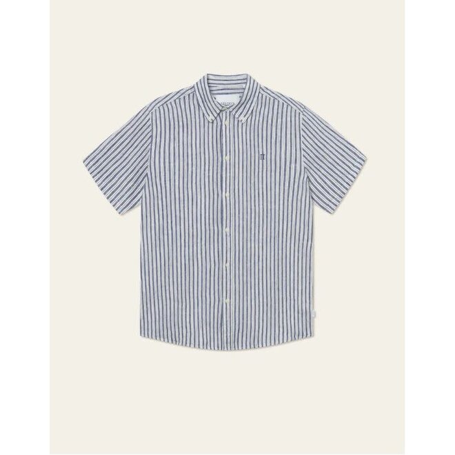 Kris Linen Shirt in Light Ivory/Blueprint