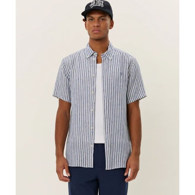 Kris Linen Shirt in Light Ivory/Blueprint