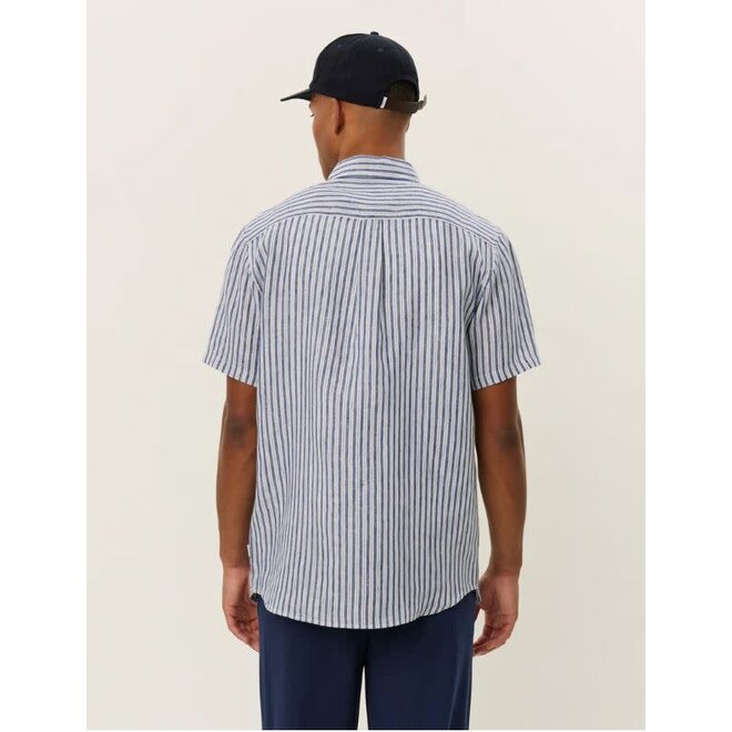 Kris Linen Shirt in Light Ivory/Blueprint