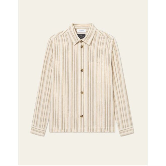 Shane Stripe Overshirt in Ivory/Lichen Green
