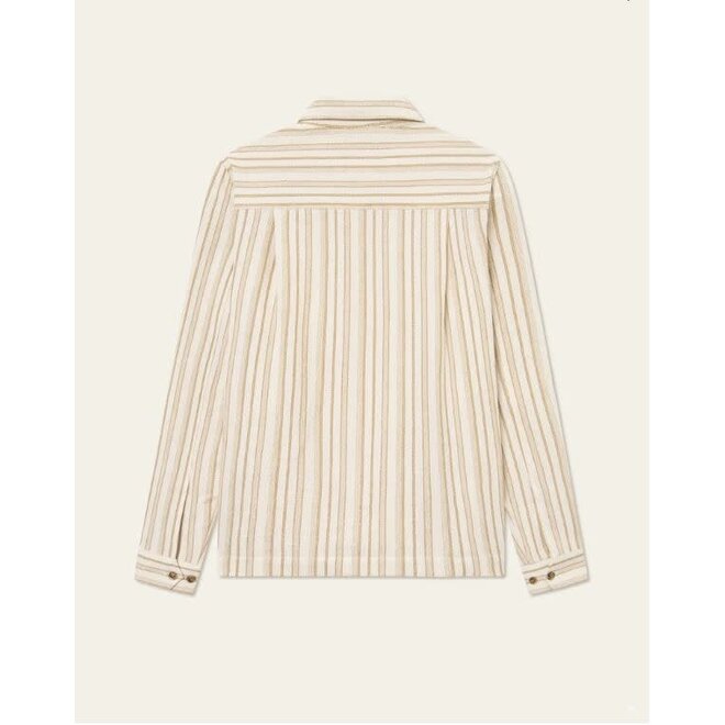 Shane Stripe Overshirt in Ivory/Lichen Green