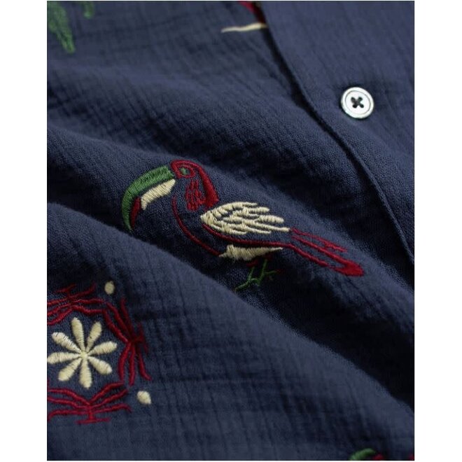 Stachio Embroidered Shirt in Navy