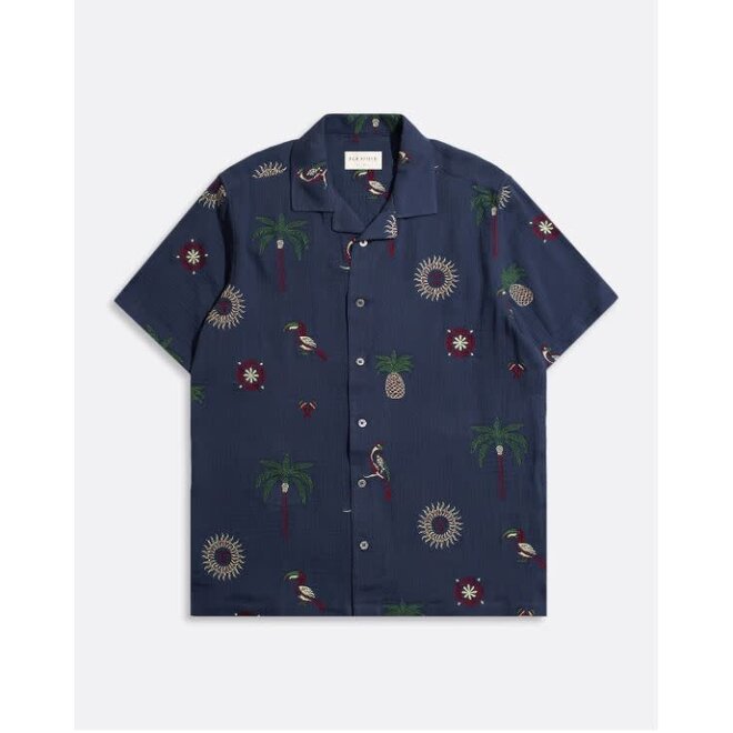 Stachio Embroidered Shirt in Navy