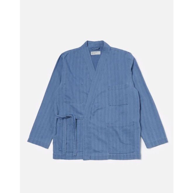 Kyoto Work Jacket in Washed Indigo Herringbone