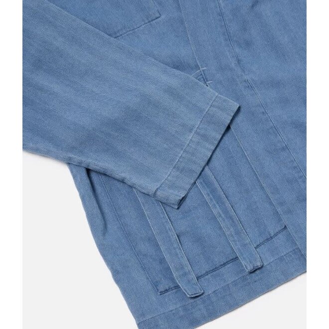 Kyoto Work Jacket in Washed Indigo Herringbone
