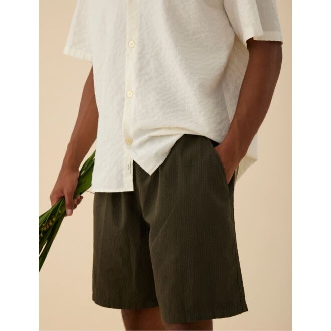 Hush Seersucker Shorts in Army