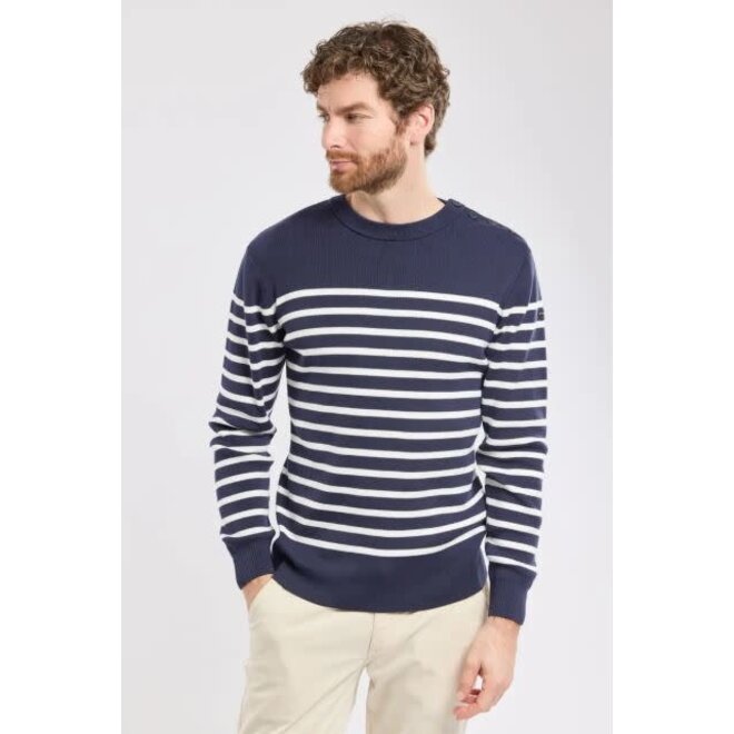 Groix Fisherman Jumper in Navy/Milk