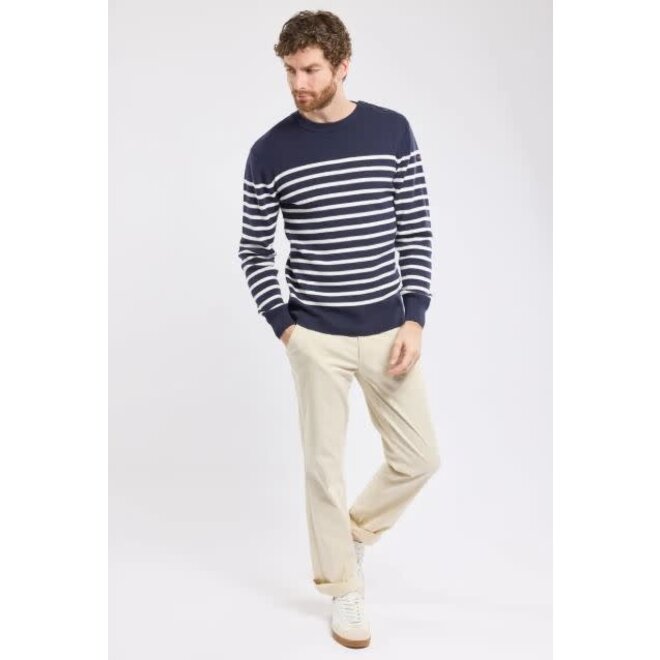 Groix Fisherman Jumper in Navy/Milk