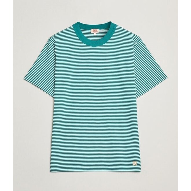 Striped Heritage Tee in Deep Jungle/Milk