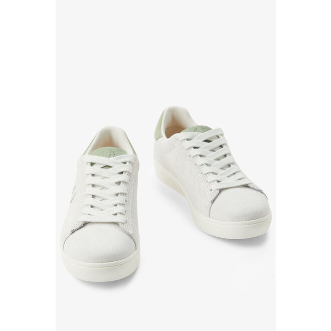 Spencer Perforated Suede Trainers in Light Ecru