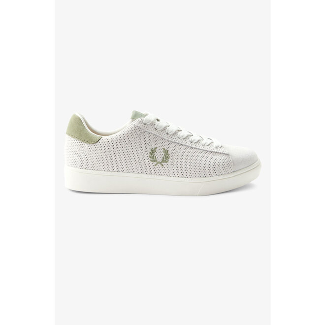 Spencer Perforated Suede Trainers in Light Ecru