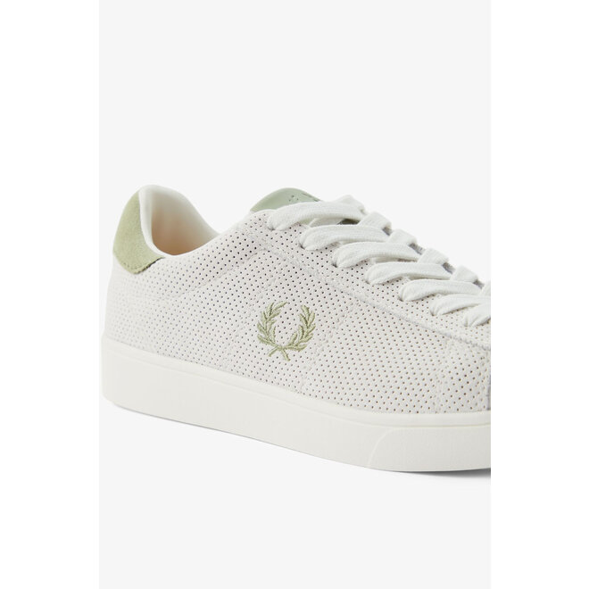 Spencer Perforated Suede Trainers in Light Ecru
