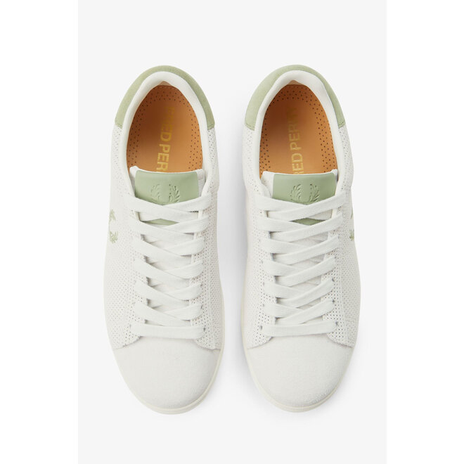 Spencer Perforated Suede Trainers in Light Ecru