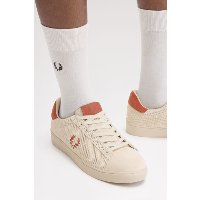 Spencer Perforated Suede Trainers in Oatmeal