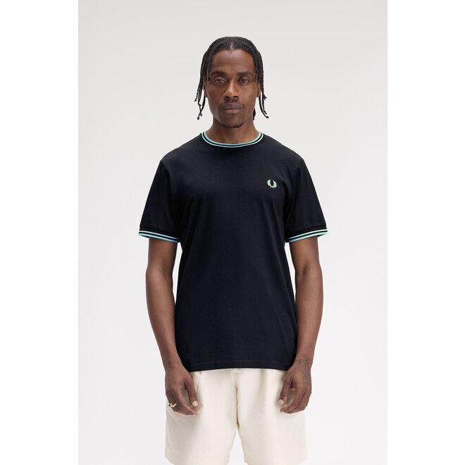 Twin Tipped T-Shirt in Navy/Mint Blue