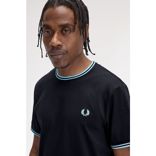 Twin Tipped T-Shirt in Navy/Mint Blue