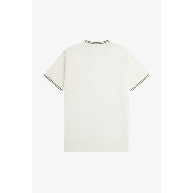 Twin Tipped T-Shirt in Light Ecru/Olive Mint