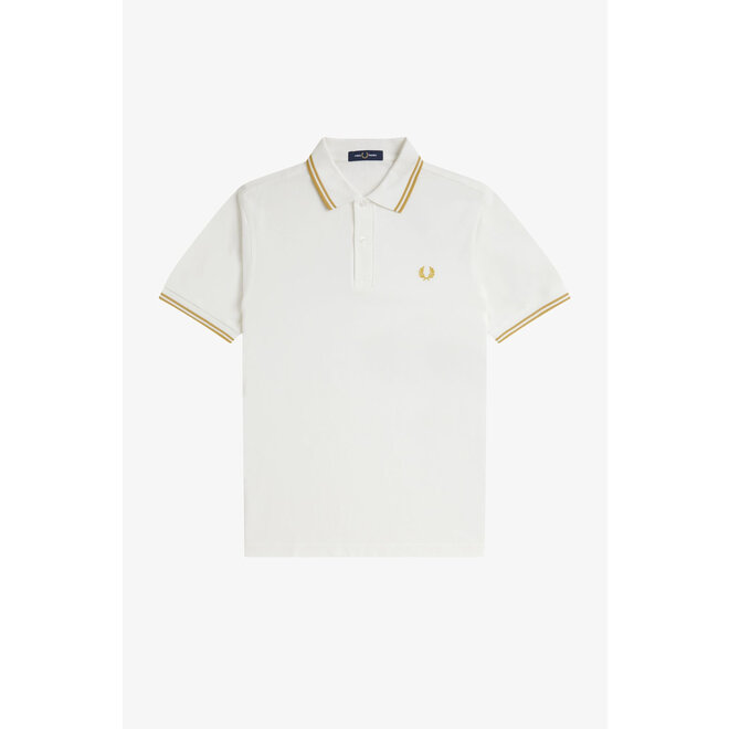 Twin Tipped Fred Perry Shirt in Snow White/Honeycomb/Honeycomb