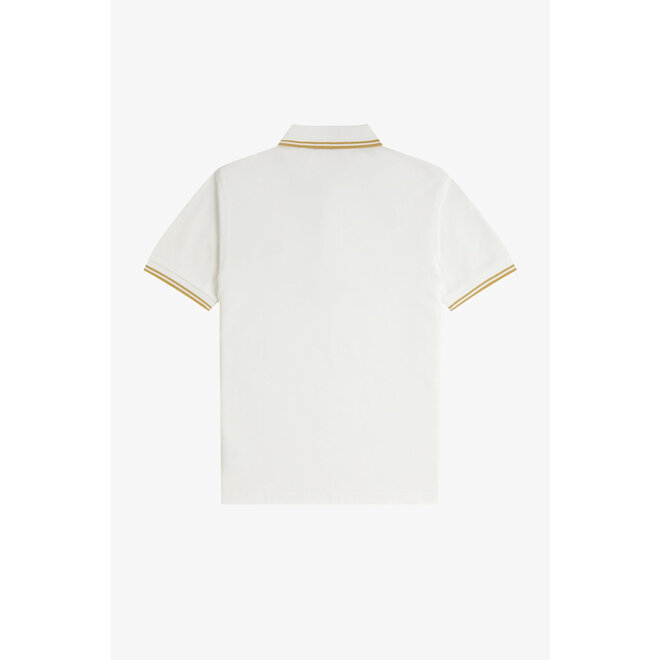 Twin Tipped Fred Perry Shirt in Snow White/Honeycomb/Honeycomb